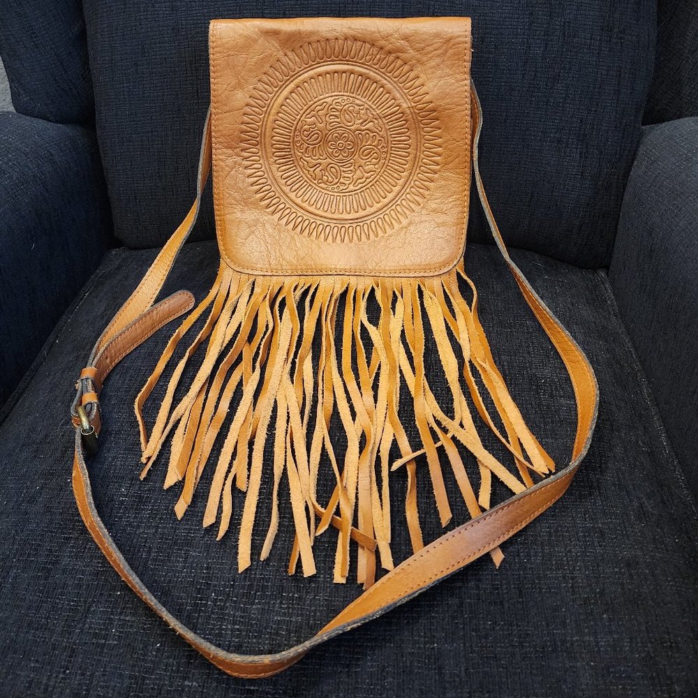 Patricia Nash Granada Italian Leather Fringe Crossbody Bag